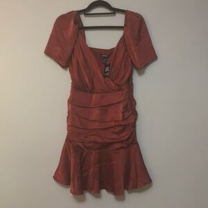 NWT Express Satin Ruched Mini Dress Red Size 4